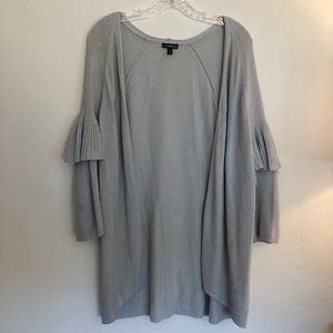 Express Gray Cardigan with Ruffle Sleeves